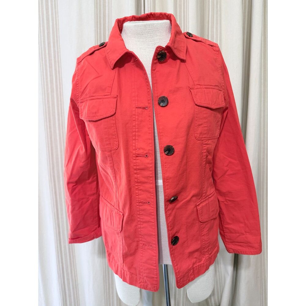 Talbots Coral Red Utility Safari Jacket Women’s Medium NWOT